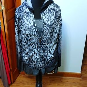 Sold together - long sleeve top & animal print hoodie